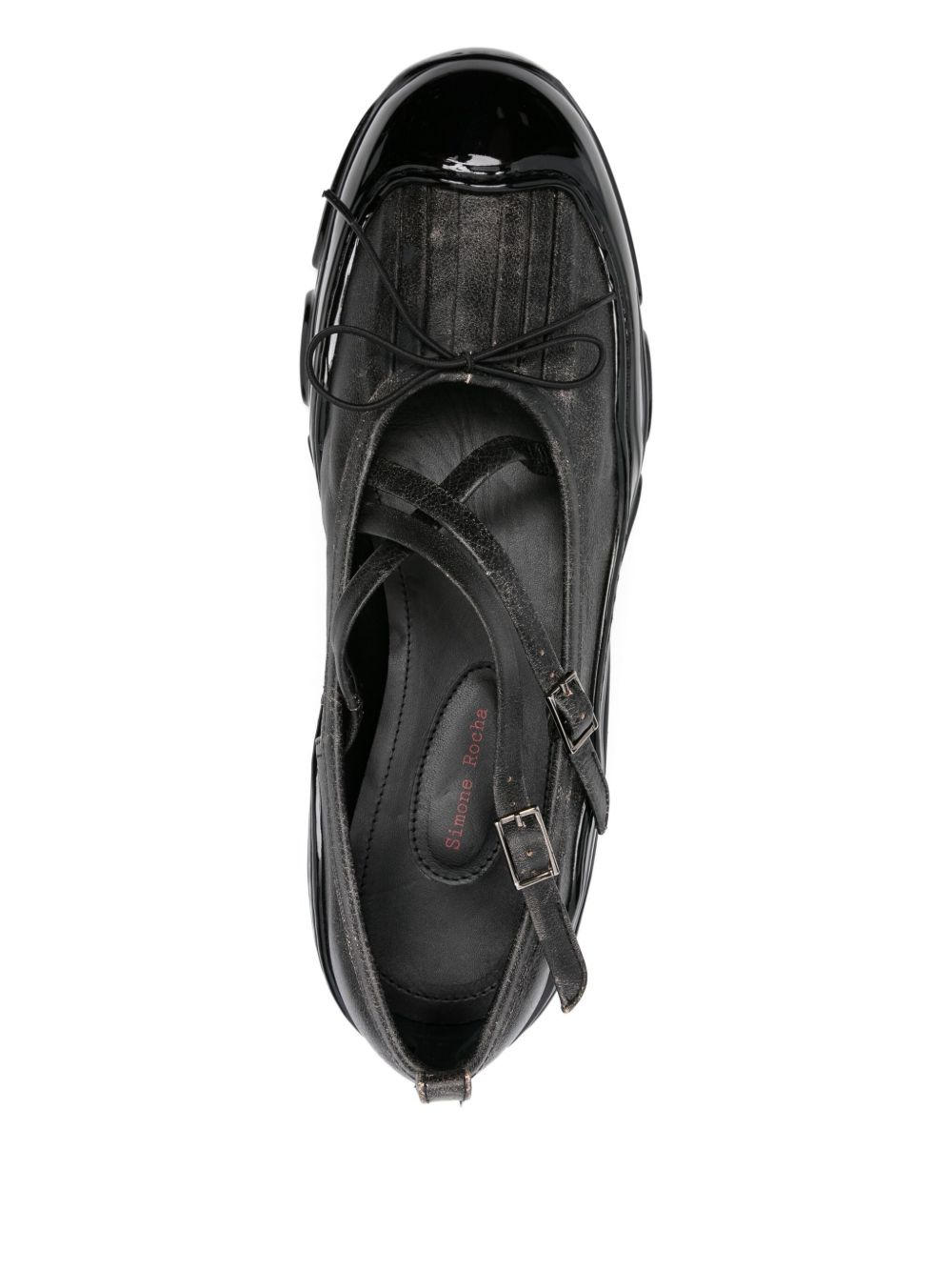 cross-strap patent-toe sneakerinas - 4