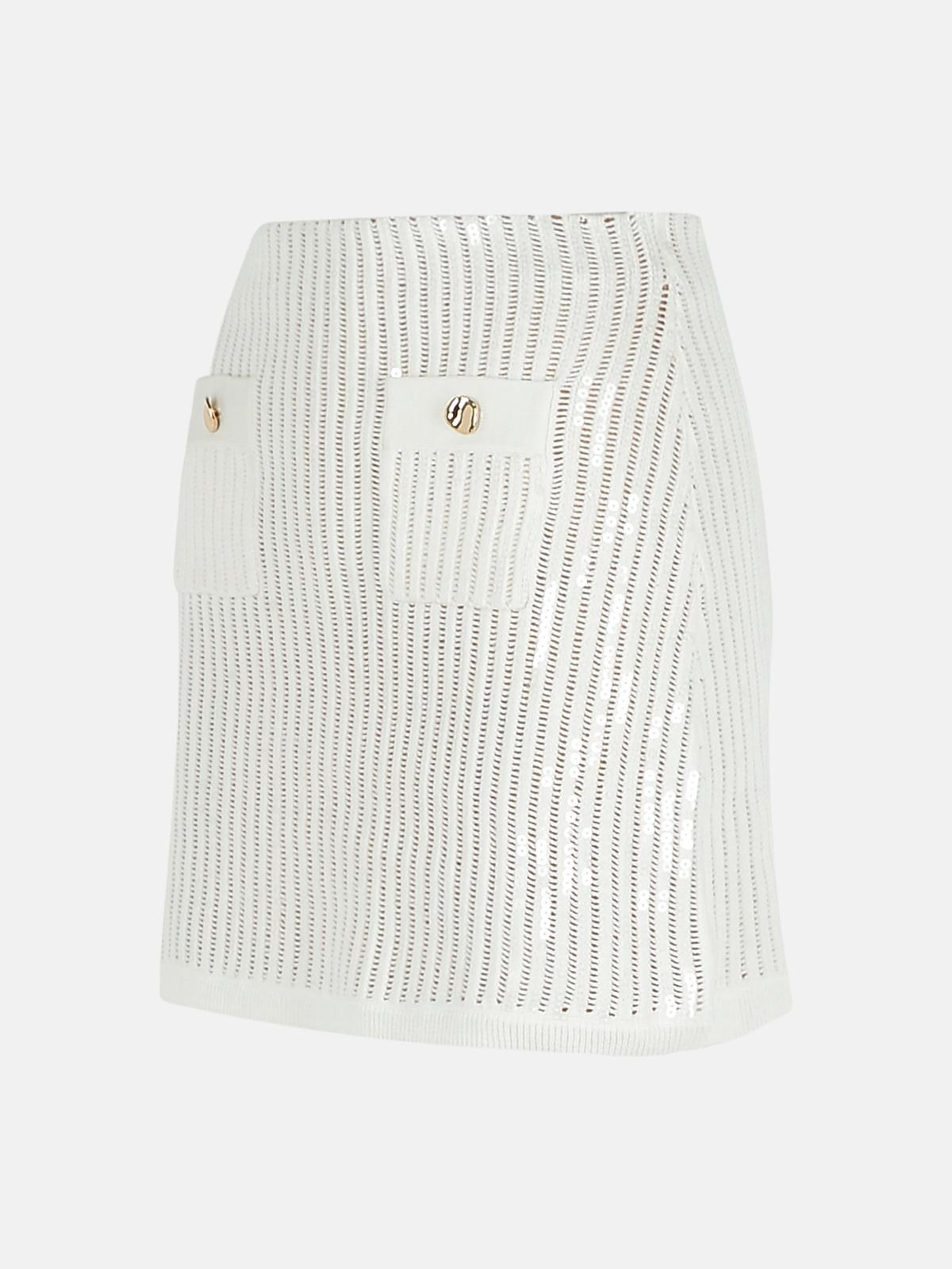 'CROCHET' SKIRT IN WHITE COTTON BLEND - 2
