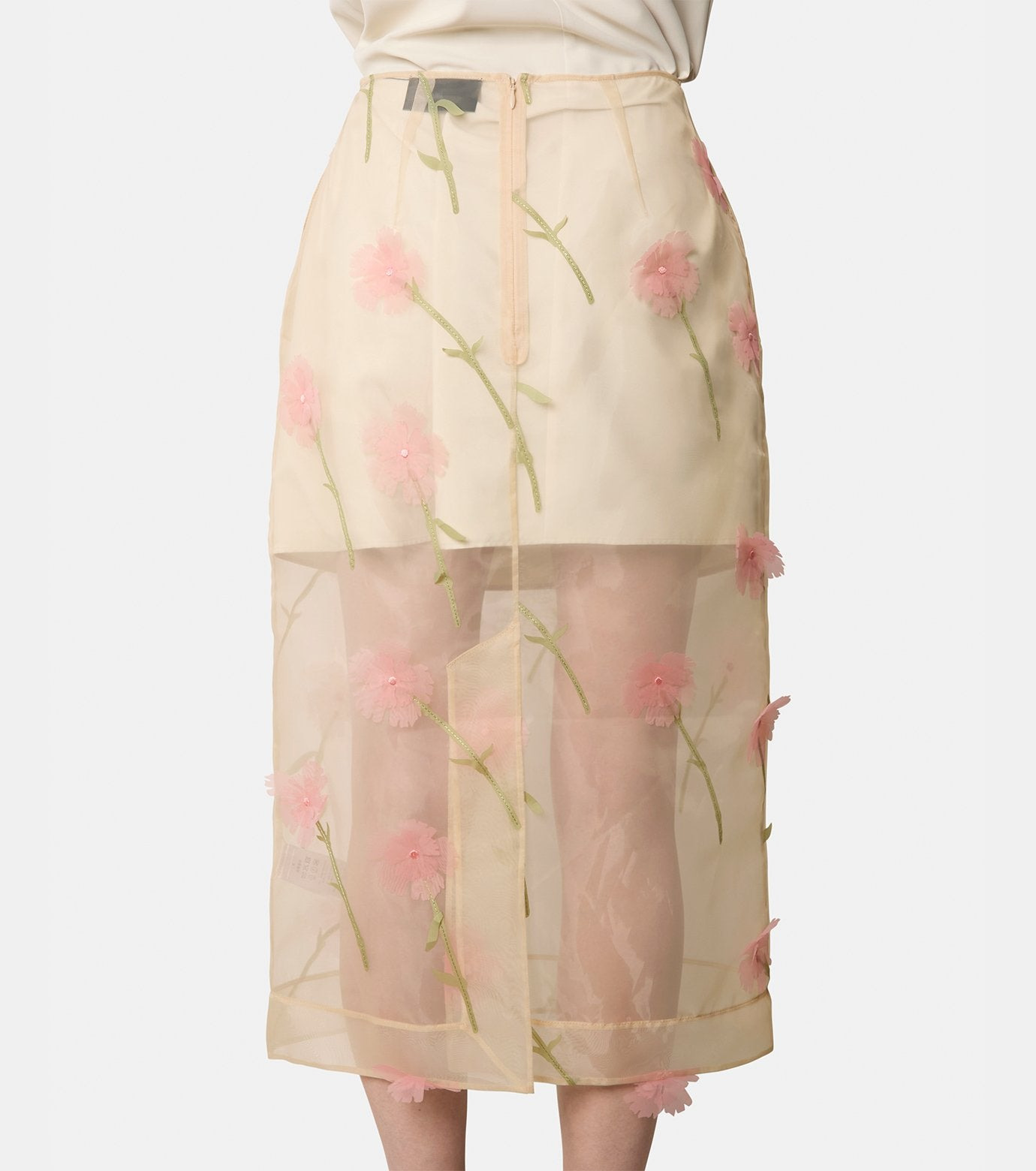 Sheer Organza Pencil Skirt - 3