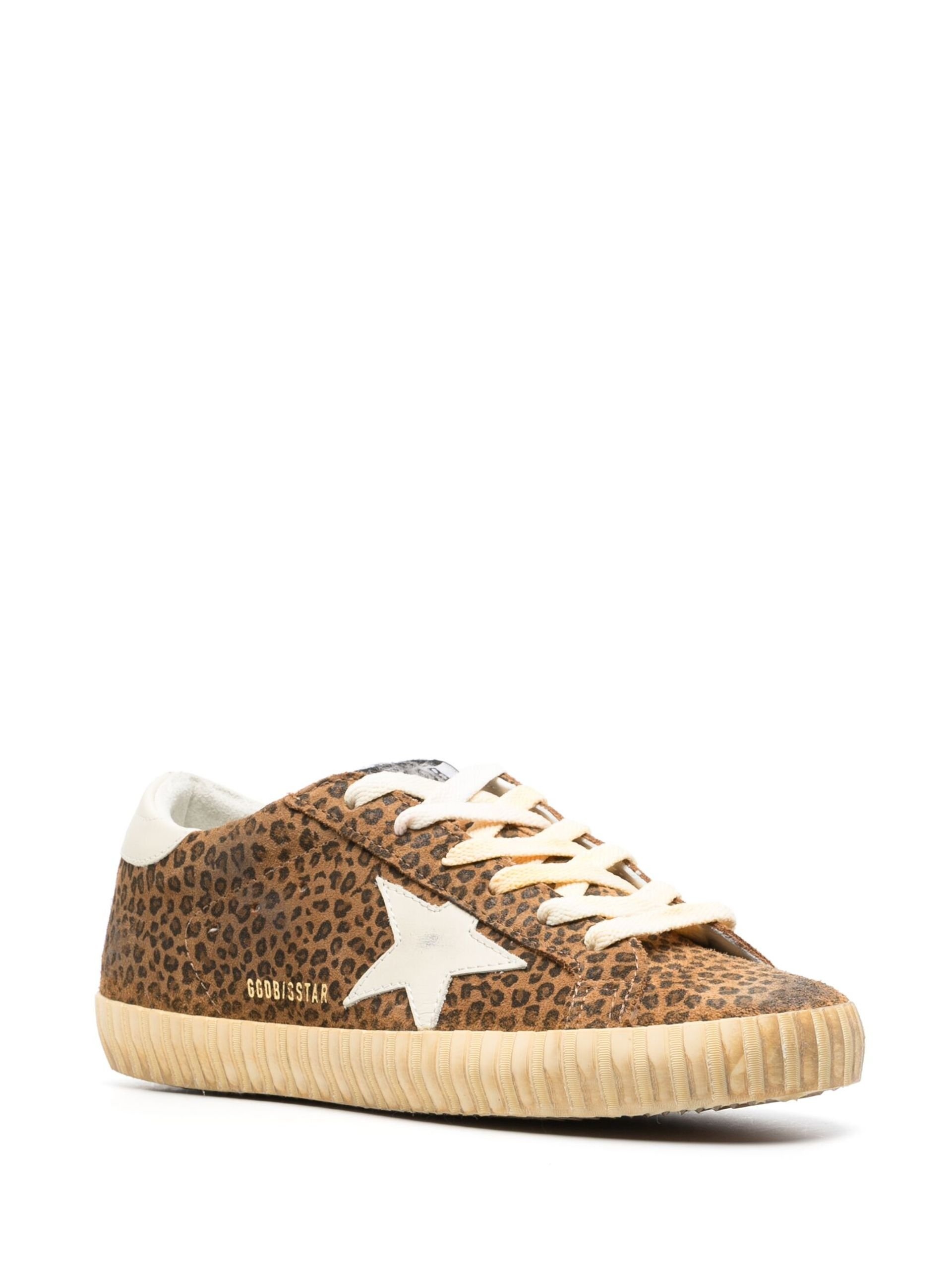 Brown Super-Star Leopard Print Suede Sneakers - 2