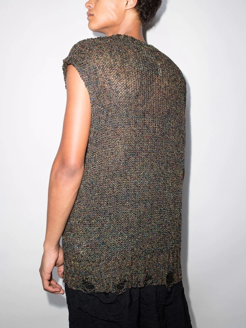 open-knit distressed-effect vest - 3