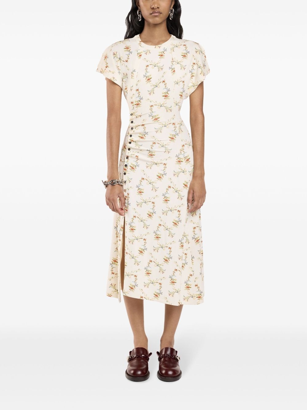 floral-print ruched midi dress - 2