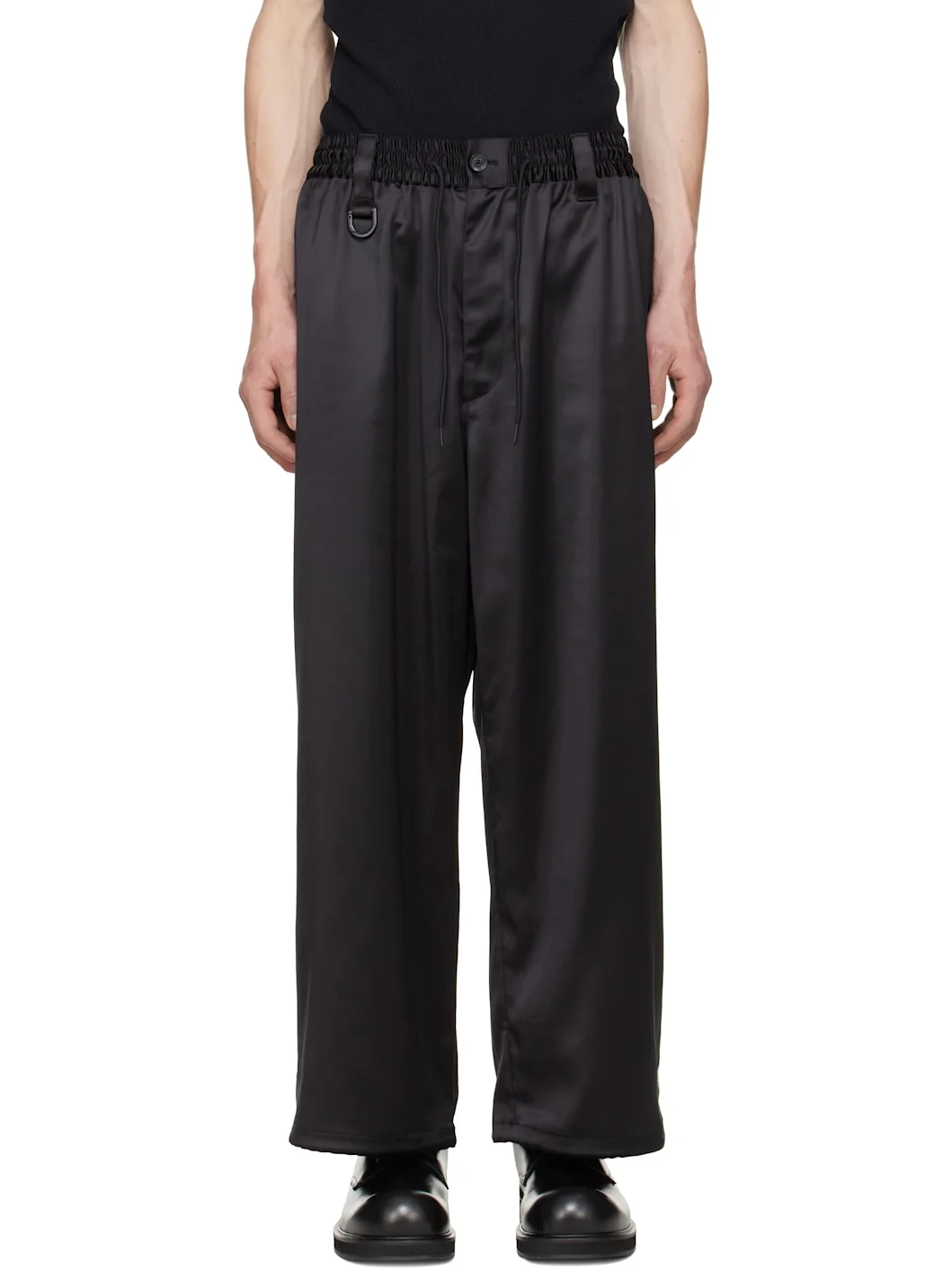 Black Satin Gradient 3-Stripes Track Pants - 1
