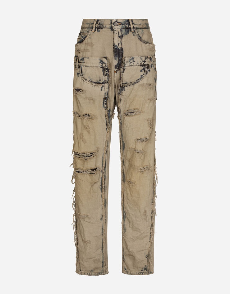 Overdyed patchwork denim jeans - 1