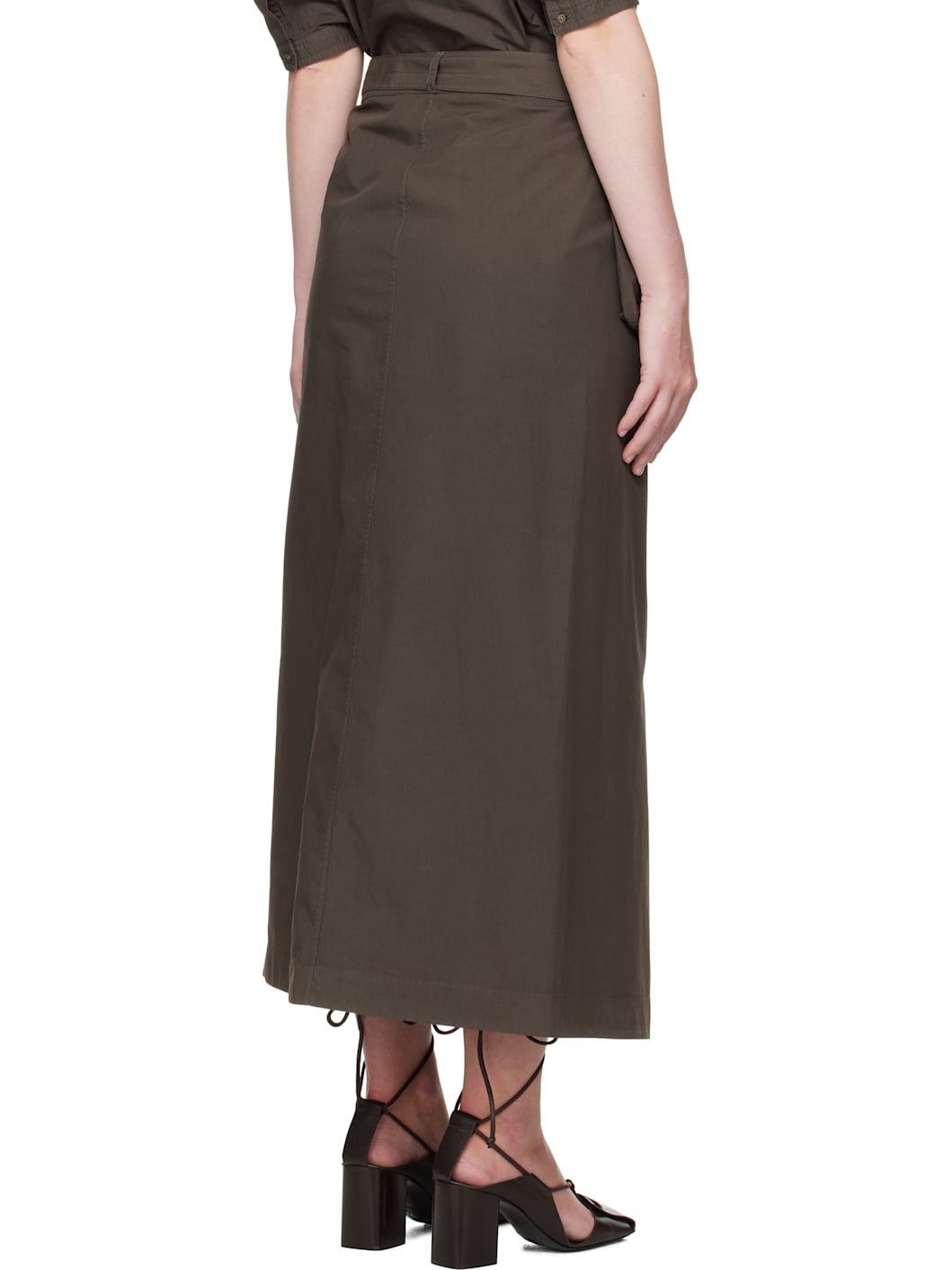 Brown Buttoned Maxi Skirt - 3