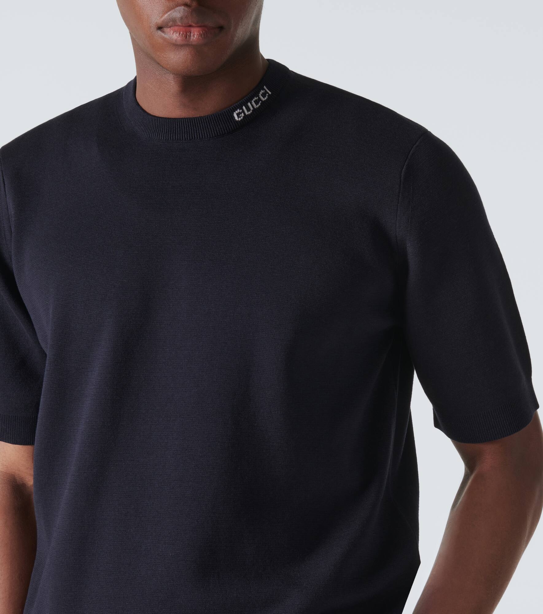 Logo silk and cotton T-shirt - 5