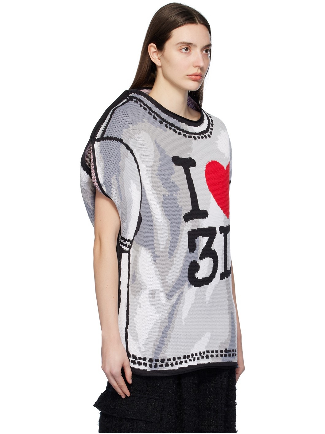 Gray & White 'I Heart 3D' Sweater - 2