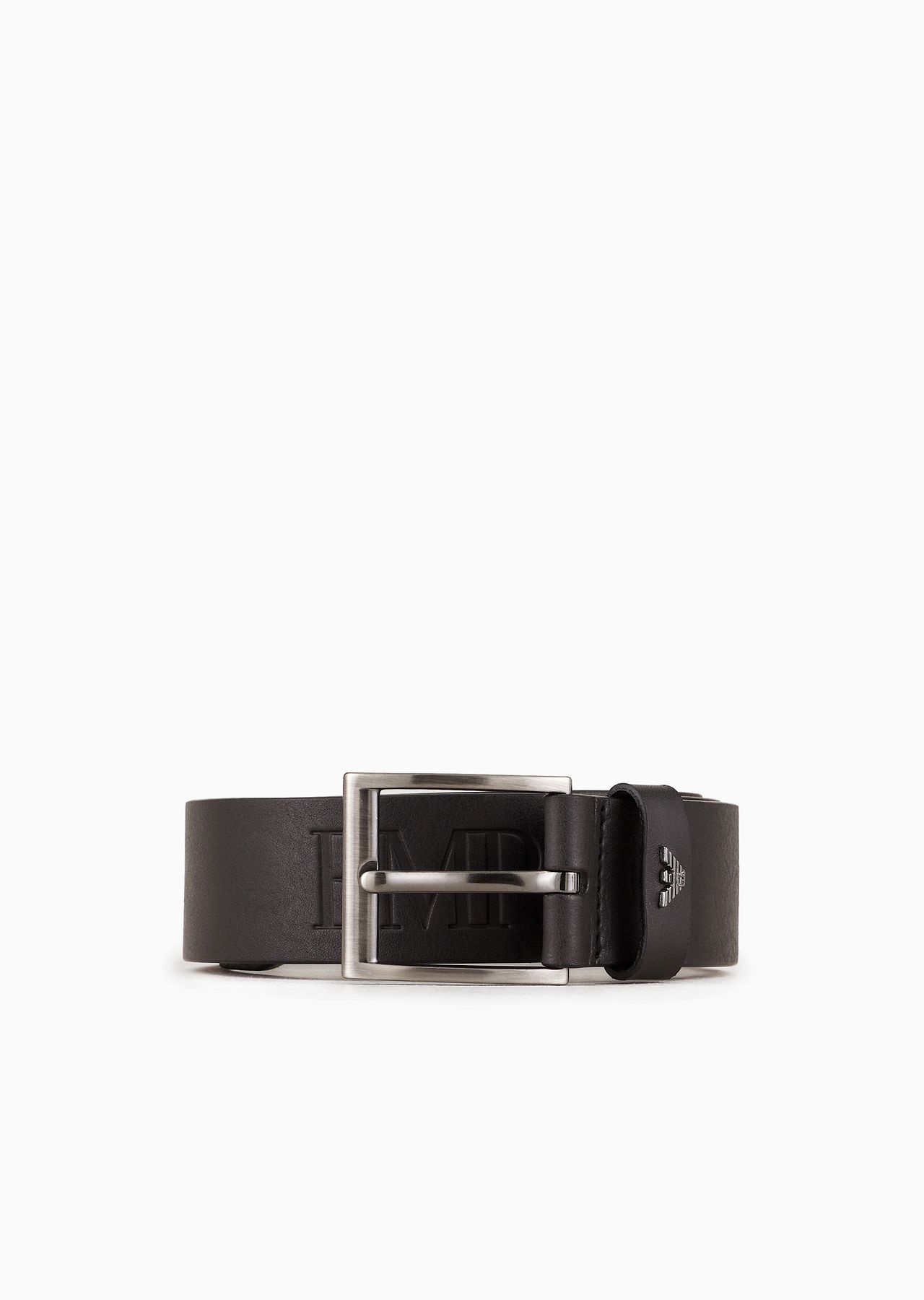 Tumbled-leather belt with oversized logo lettering - 1