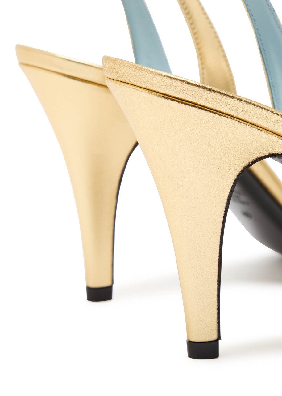 Valentino Royal 85 Metallic Leather Slingback Pumps - 4