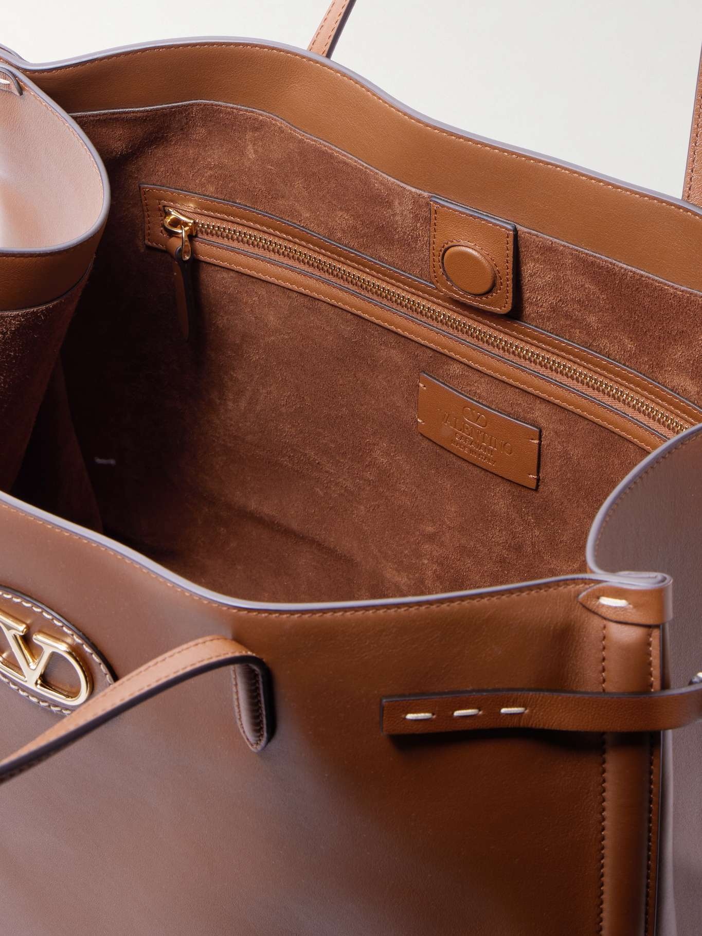 Antibes large appliquéd leather tote Camel - 5