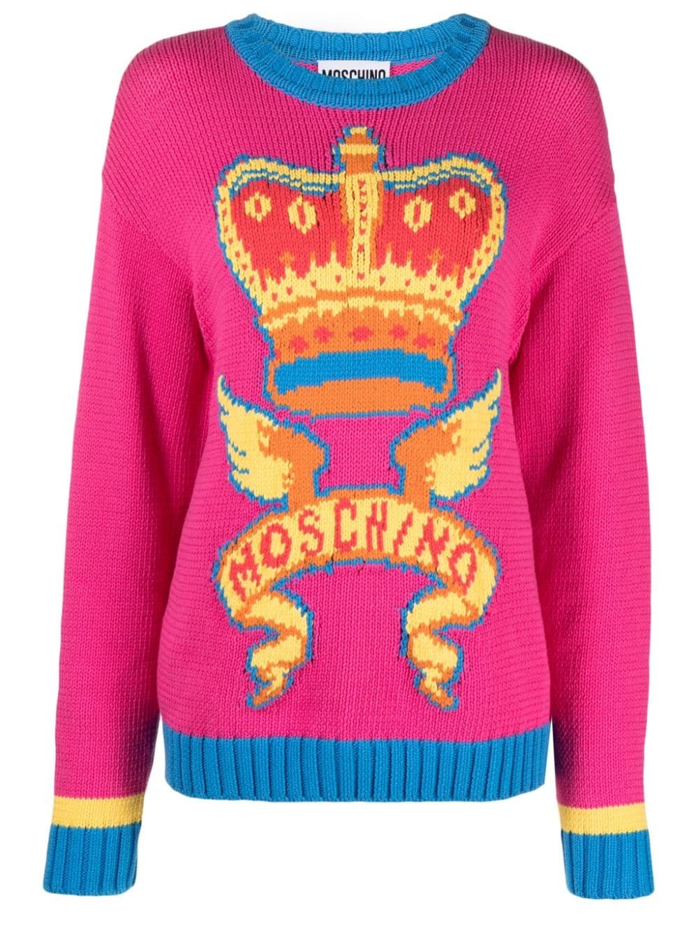 patterned-intarsia knit logo jumper - 1