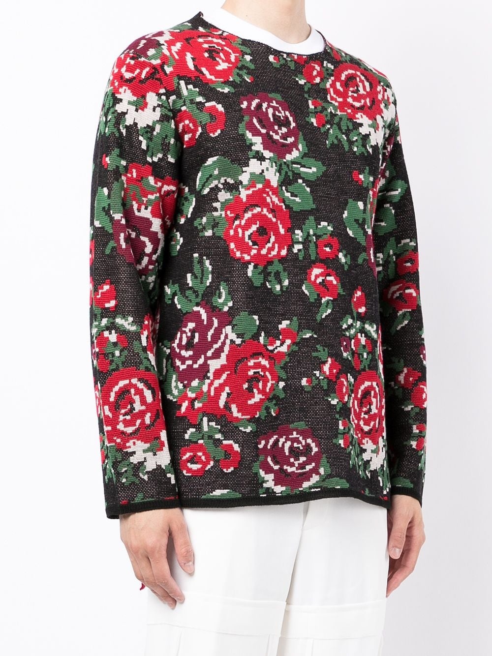 floral-pattern knit jumper - 3