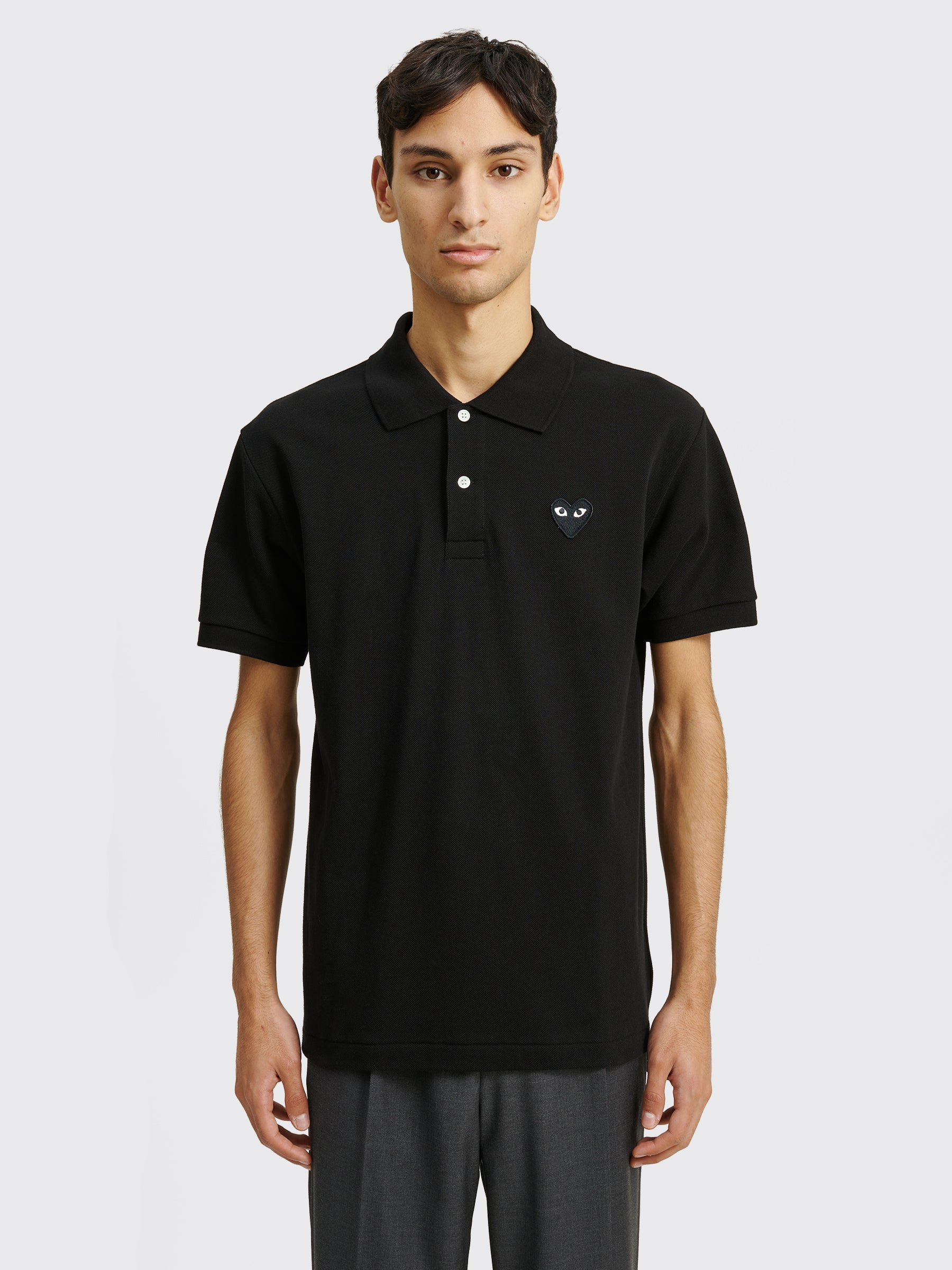 COMME DES GARÇONS PLAY SMALL HEART POLO T-SHIRT BLACK / BLACK - 2