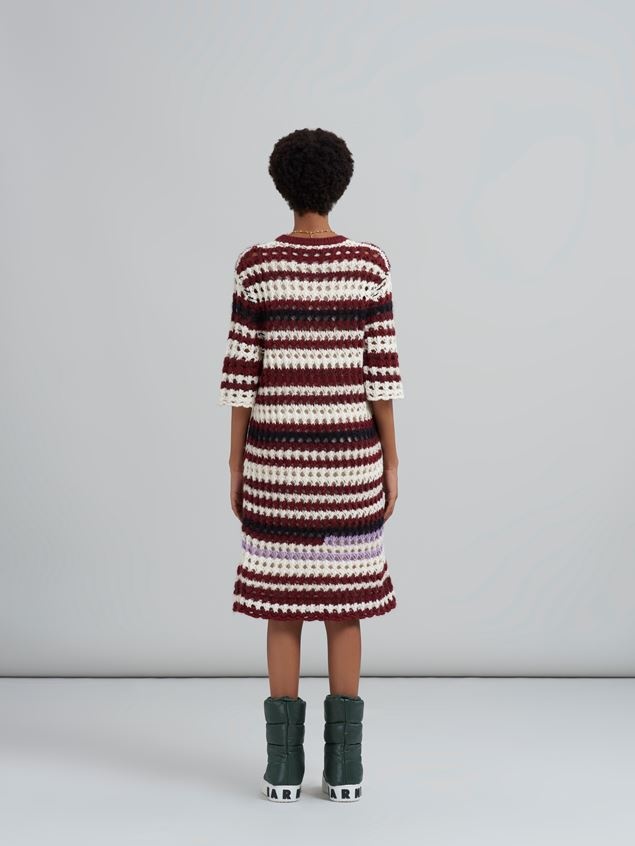 MULTI-COLOURED STRIPED 3D CROCHET INTARSIA DRESS IN BLENDED YARNS - 3