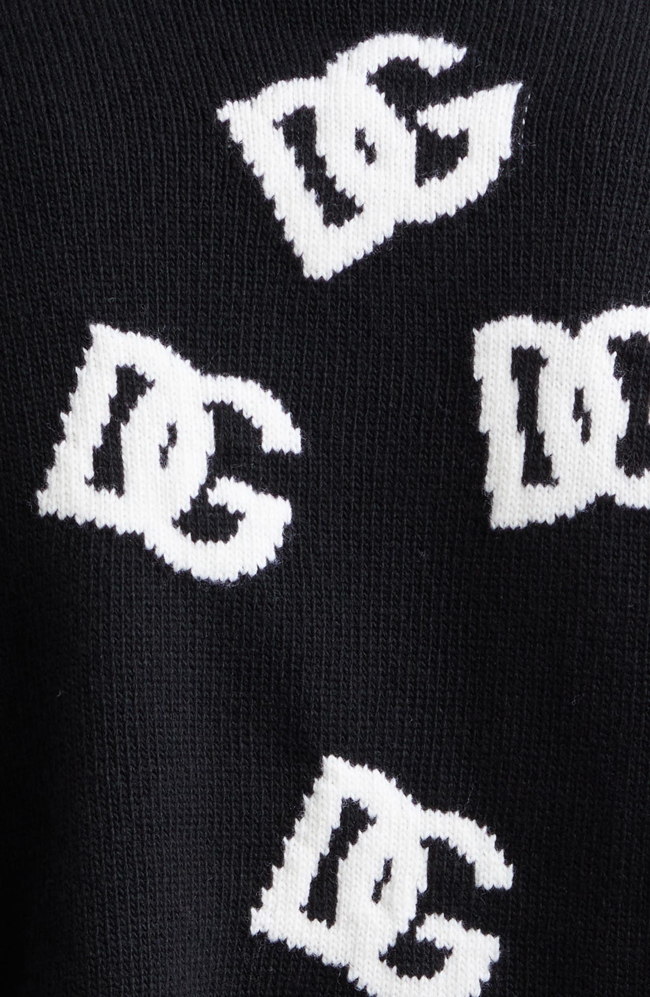 Dolce&Gabbana Logo Intarsia Crop Virgin Wool Turtleneck Sweater in Nero/Bianco at Nordstrom - 7