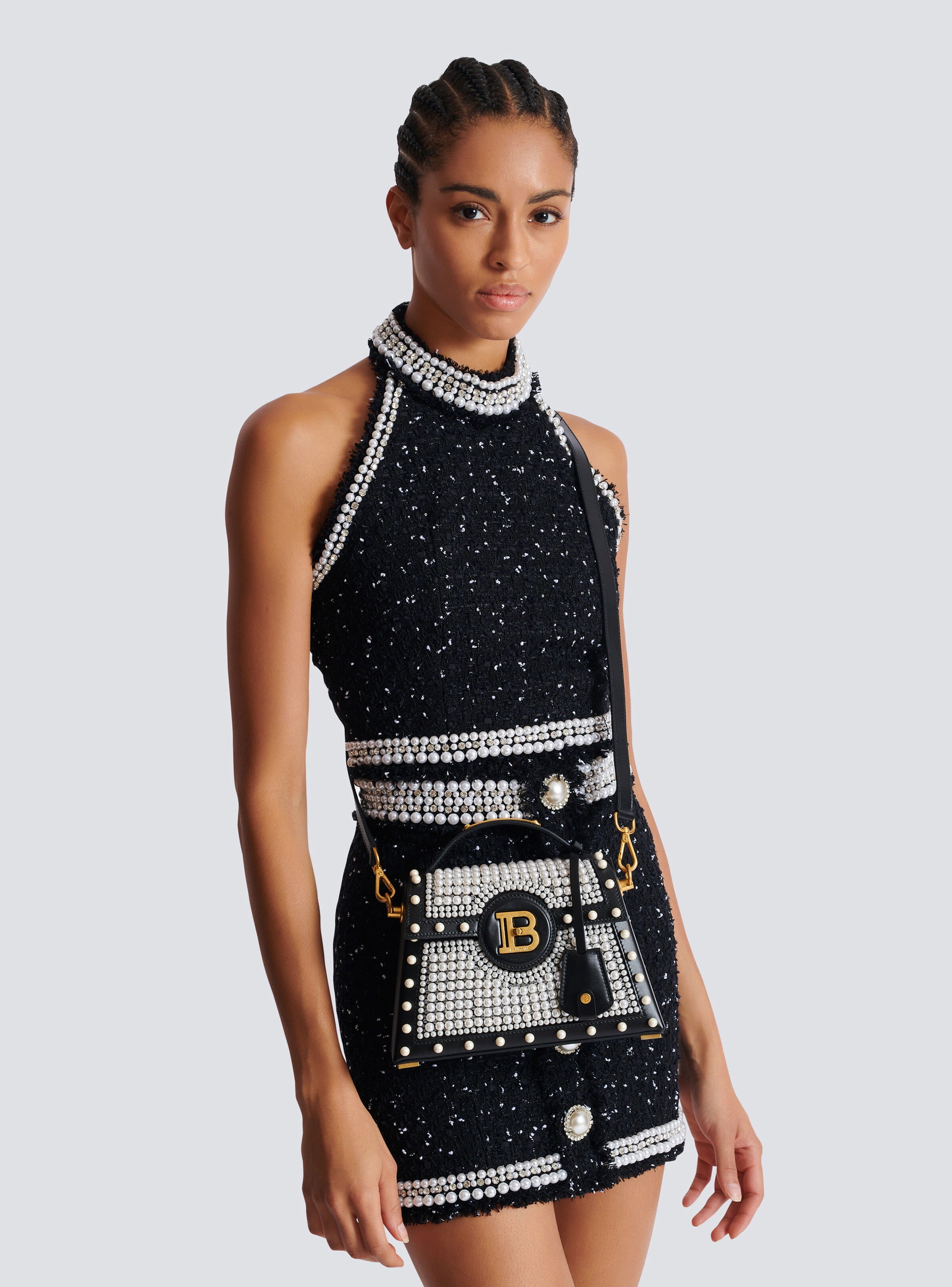 B-Buzz Dynasty bag in leather and embroidered satin - 8