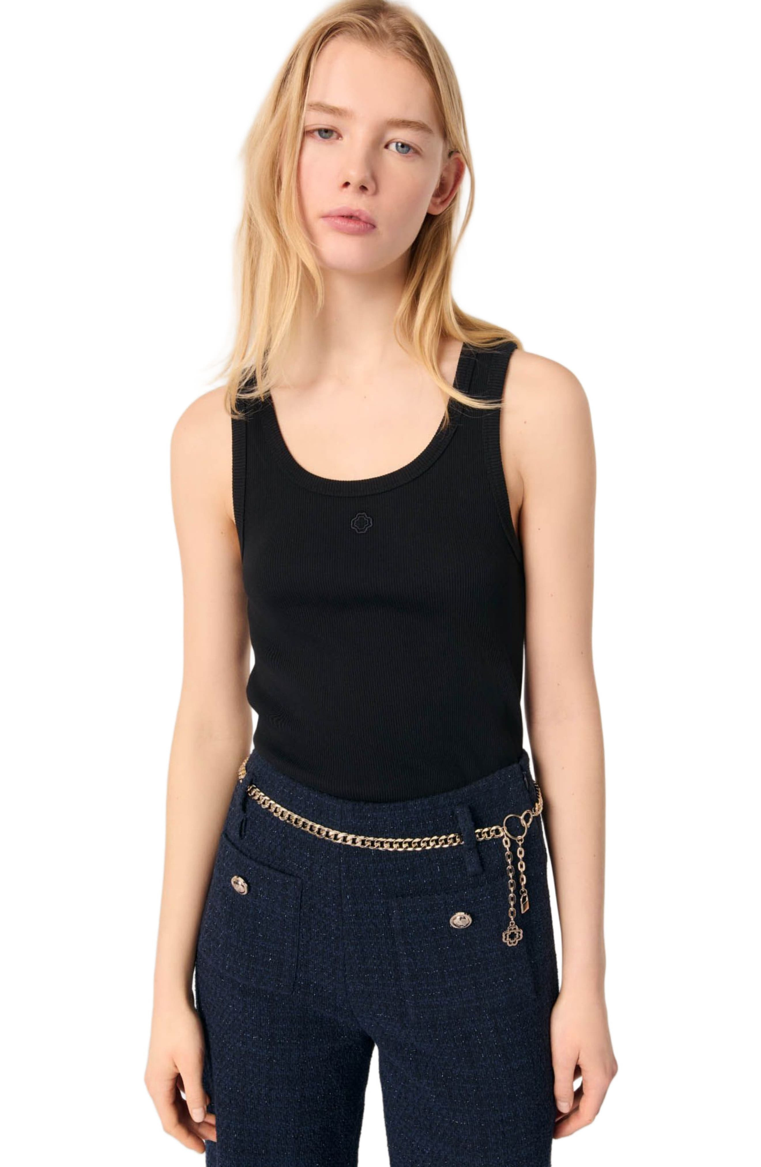 maje Rib knit tank top in Black at Nordstrom - 5