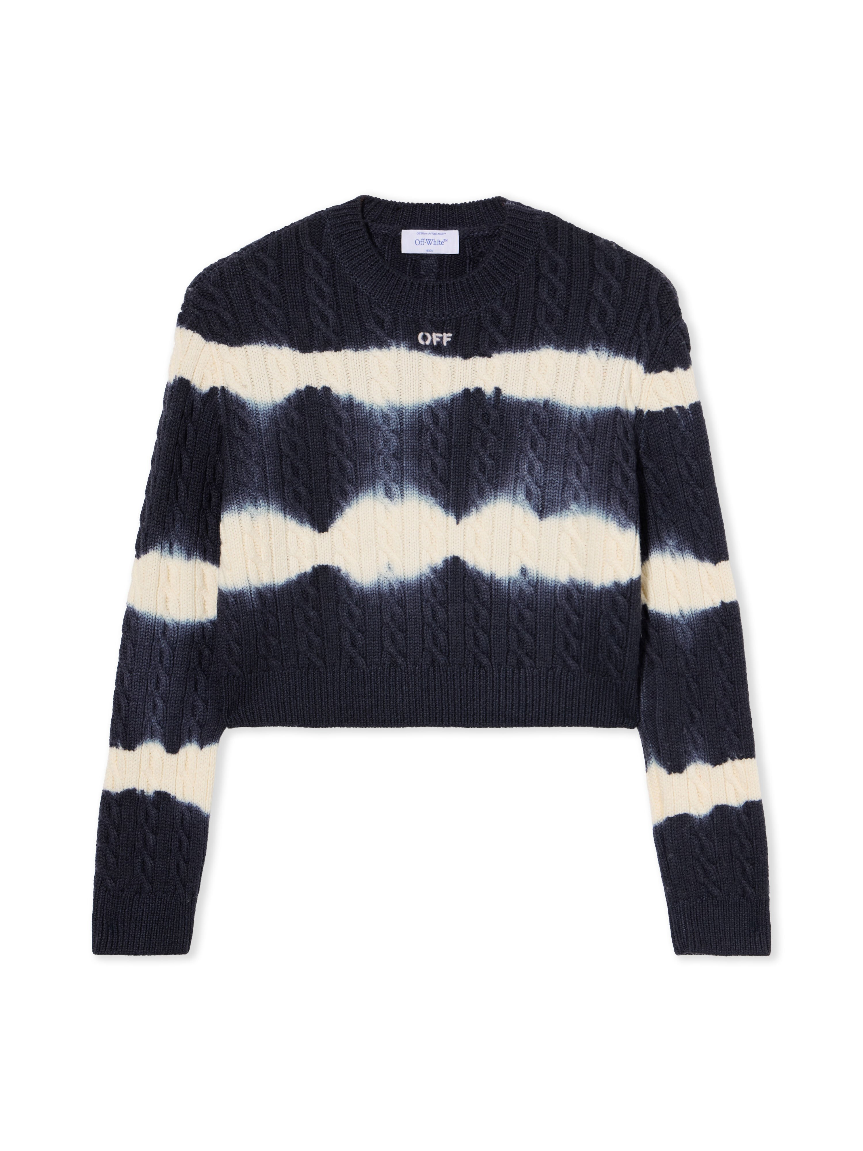 Tiedye Cable Crop Crewneck Sweater - 2