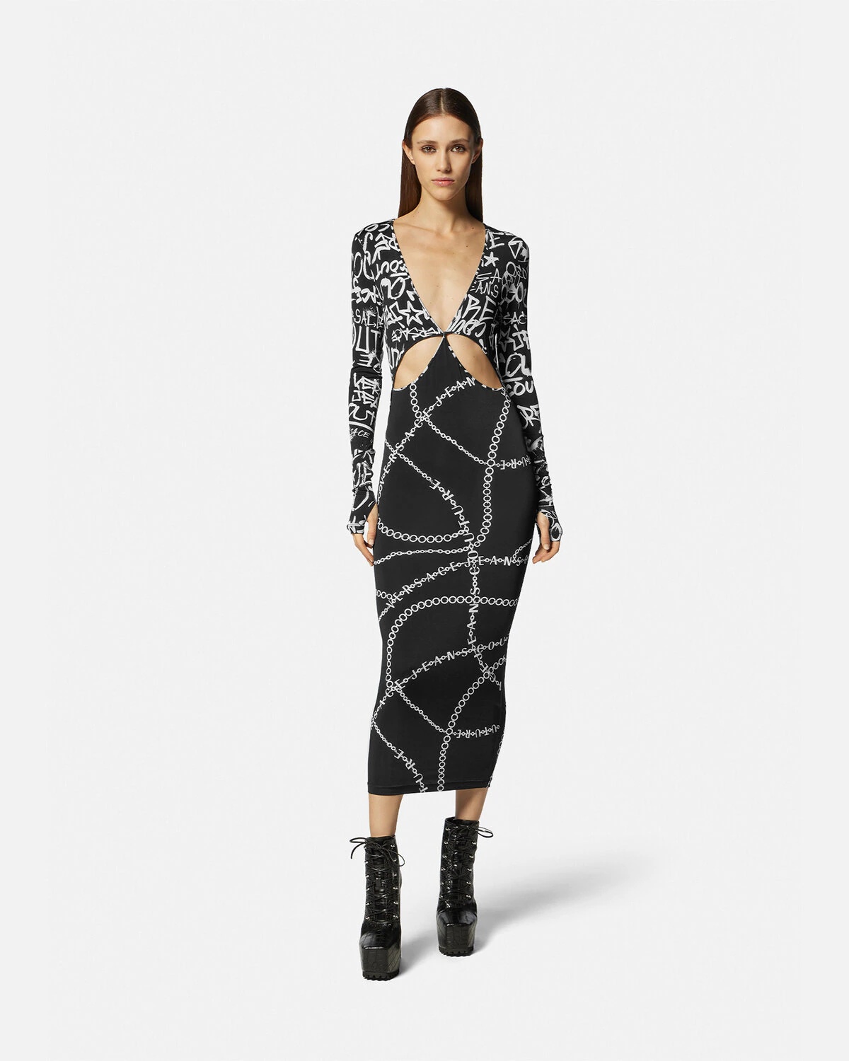 Graffiti Cutout Midi Dress - 2