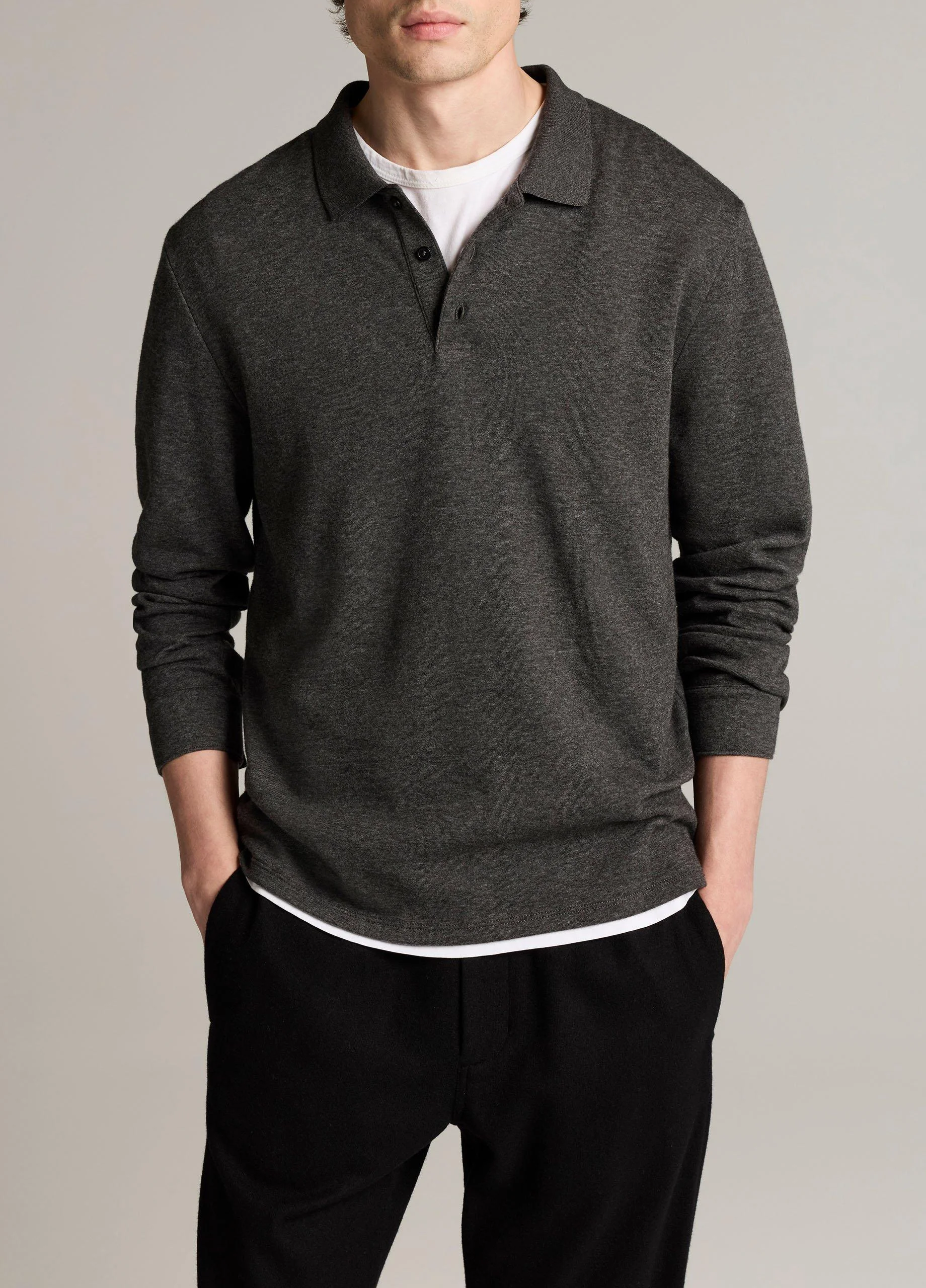 Heathered Double-Face Cotton-Blend Polo Shirt - 1