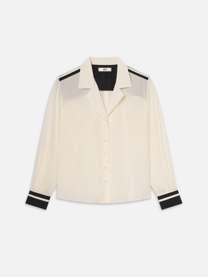 The Silk Pajama Shirt in Alabaster Multi - 1