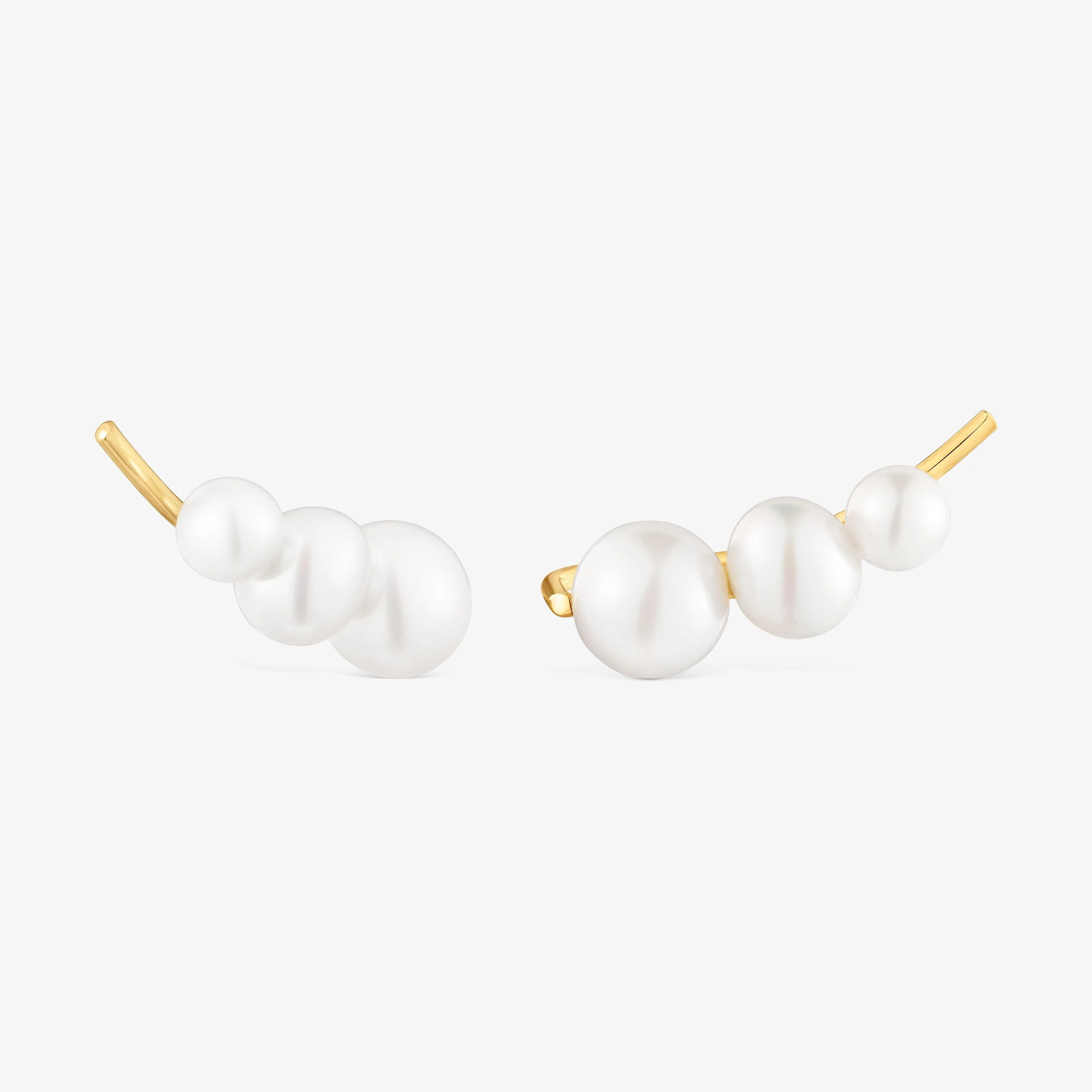 18K solid gold climber Earrings with cultured pearls Sweet Dolls - 1