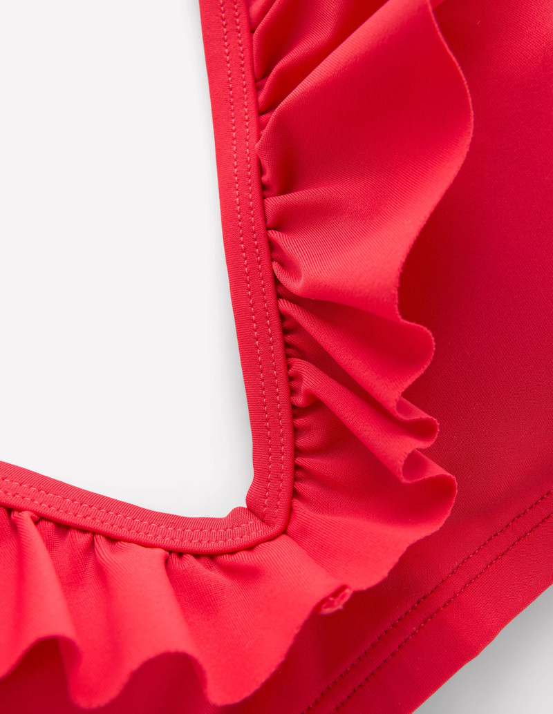 Evia Ruffle Bikini Top-Tulip Red 1
