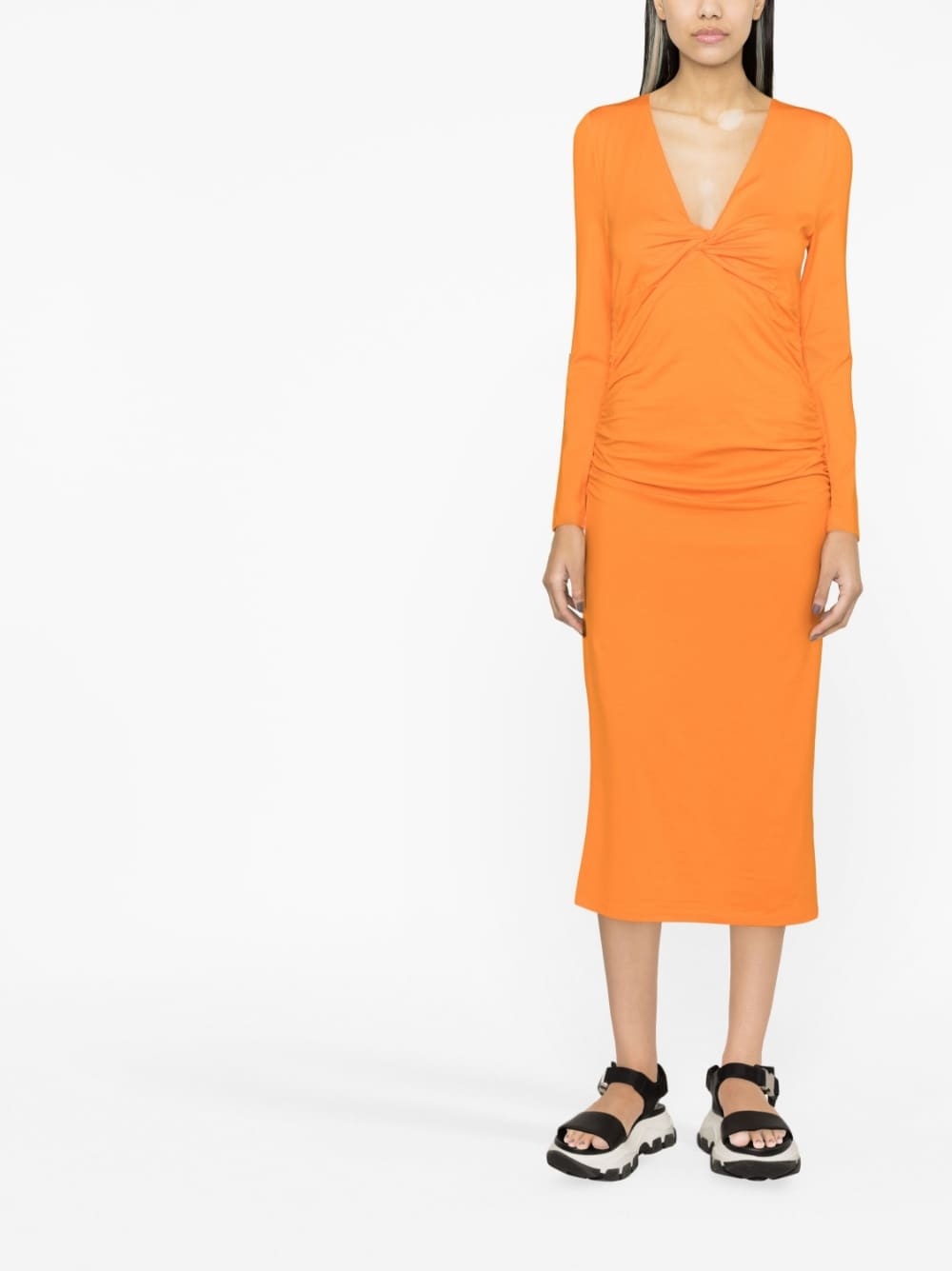 V-neck long-sleeve dress - 2