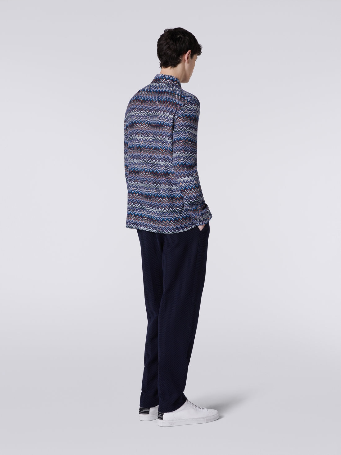 Long-sleeved shirt in cotton and viscose chevron - 4