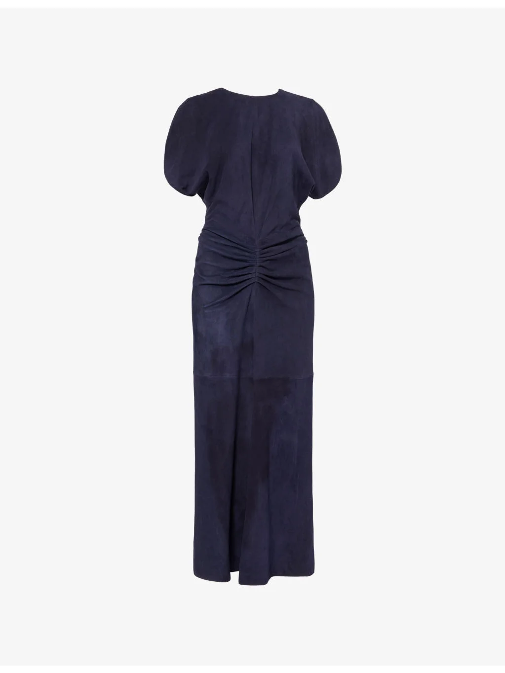 Gathered-Waist Velvet Midi Dress - 1