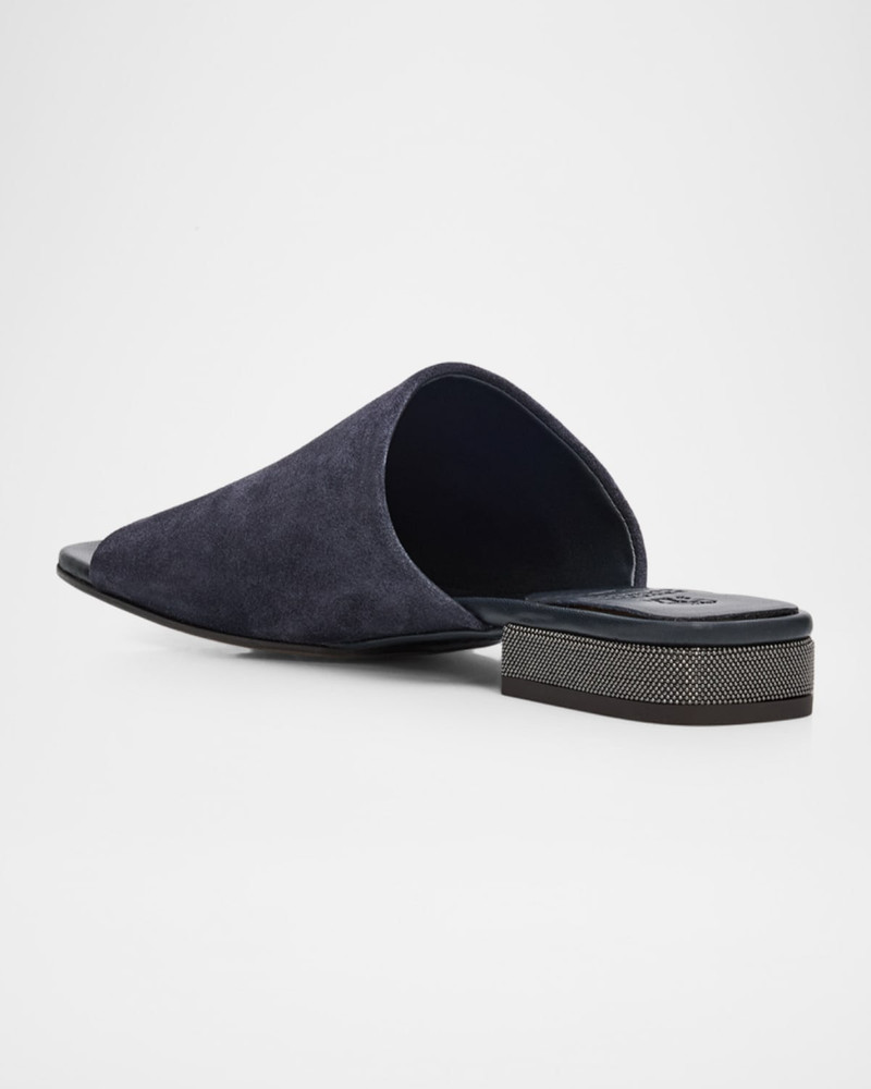 Suede Slide Sandals with Monili Heel 4