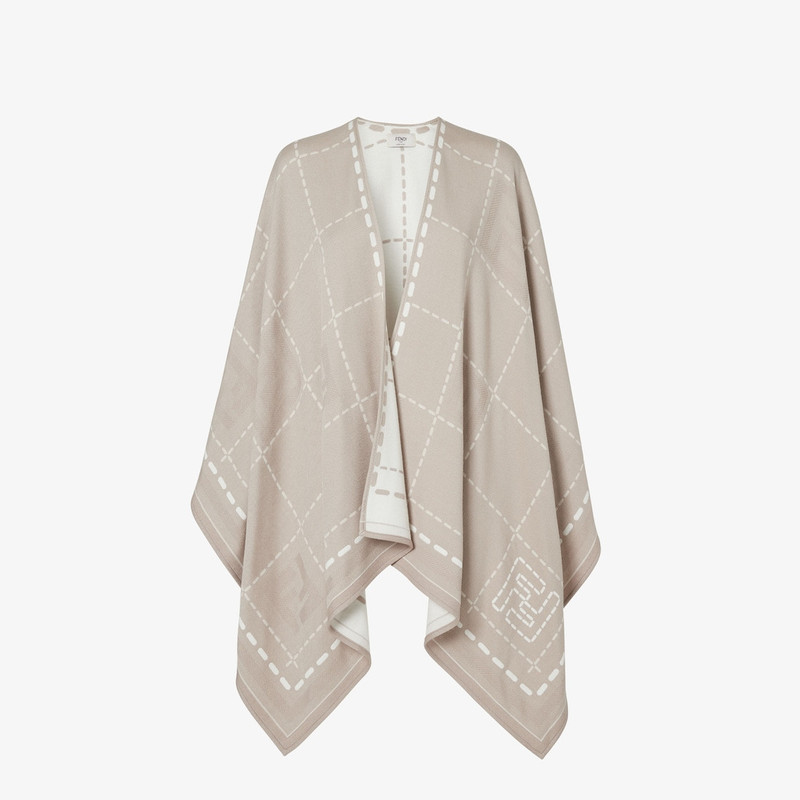 Poncho Ivory and dove gray wool poncho 1