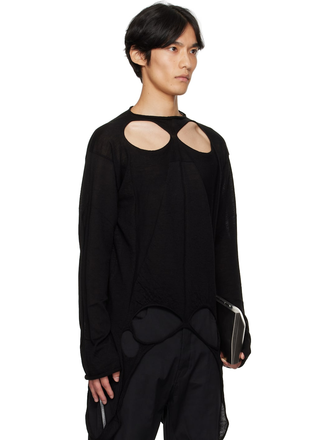 Black Concordians Slashed Pull Sweater - 2