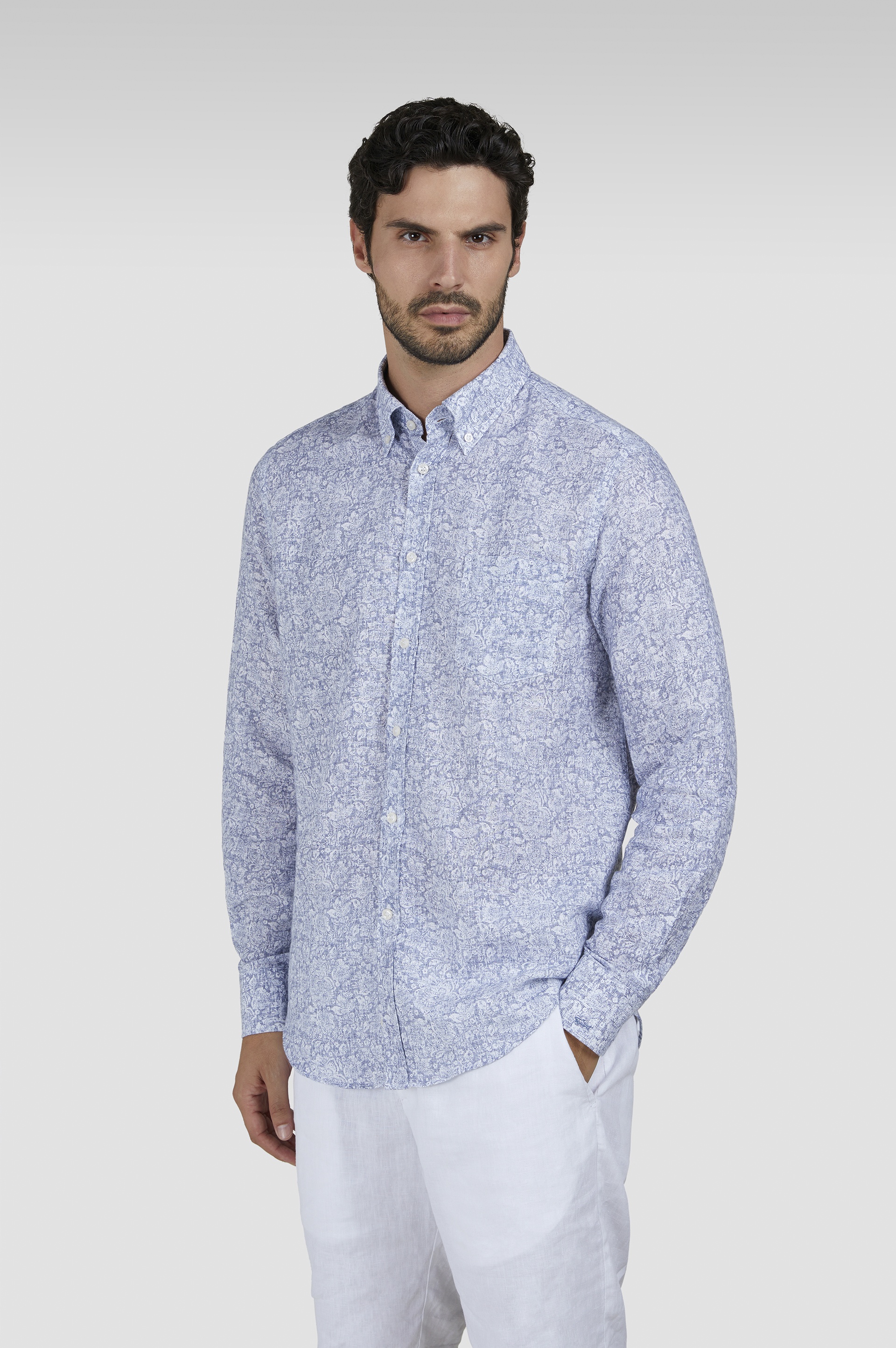 SHIRT IN LINEN AND COTTON WITH LIBERTY PRINT - 6