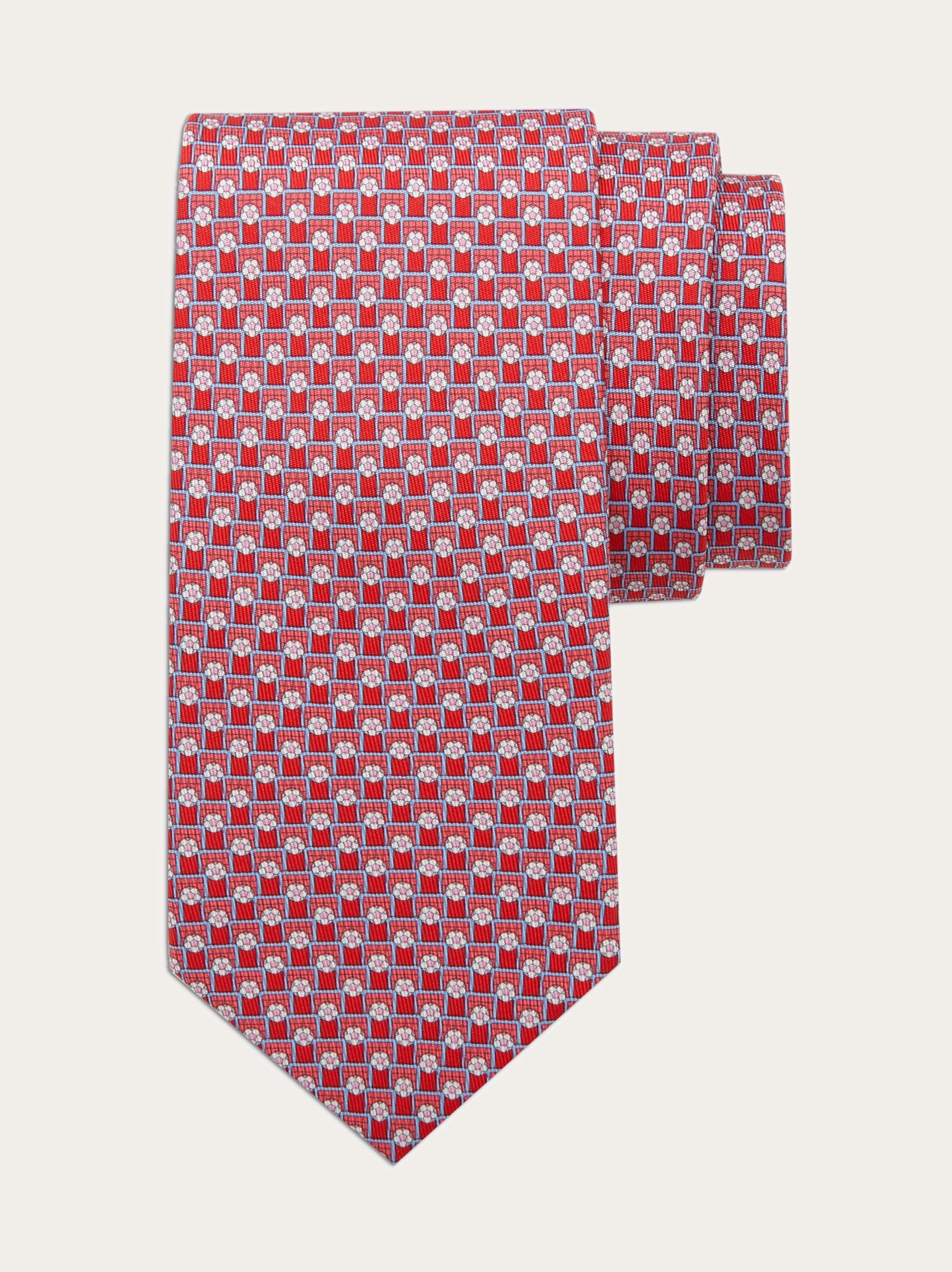 Football print silk tie - 1
