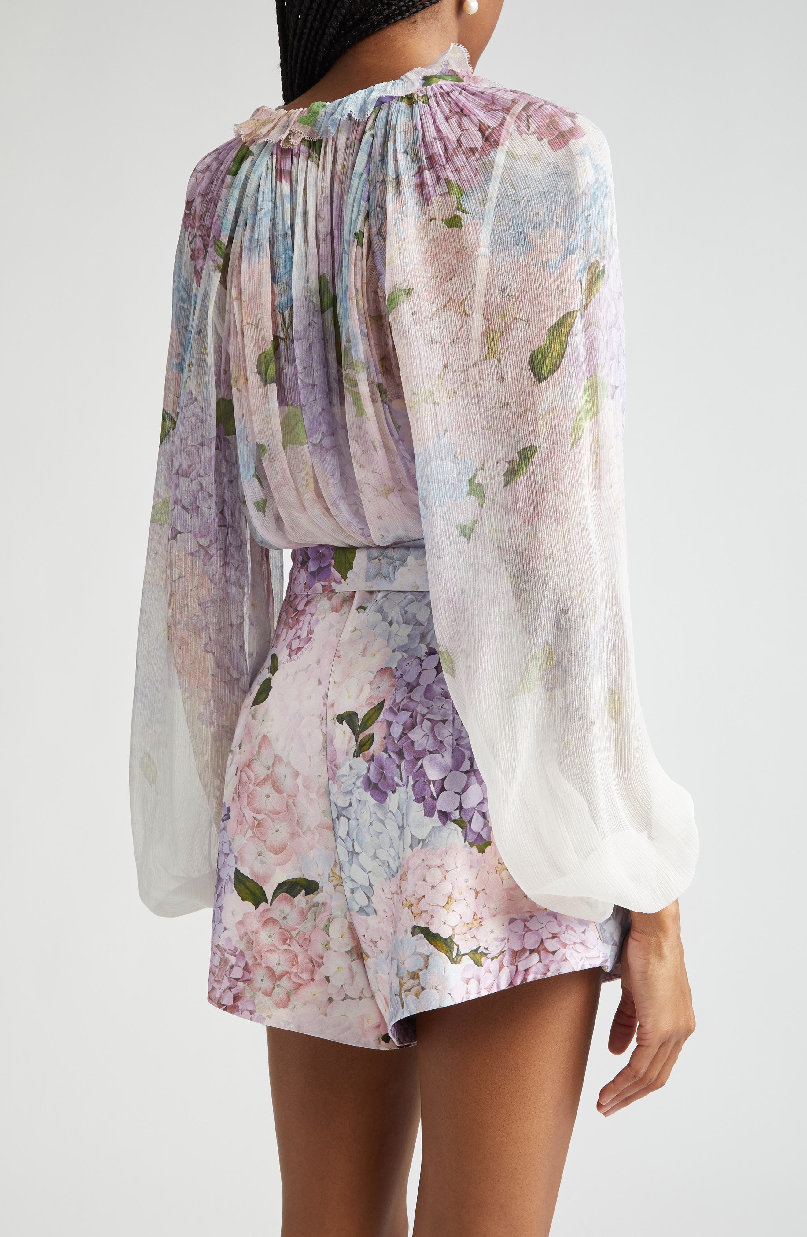 Zimmermann Floral Print Billow Top in Multi Hydrangea at Nordstrom - 3