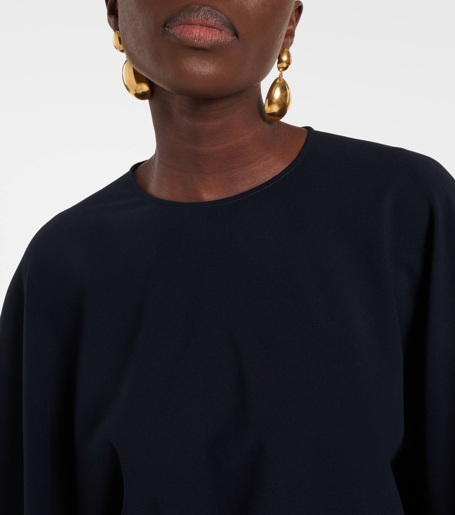 Tenley draped wool-blend crêpe top - 4