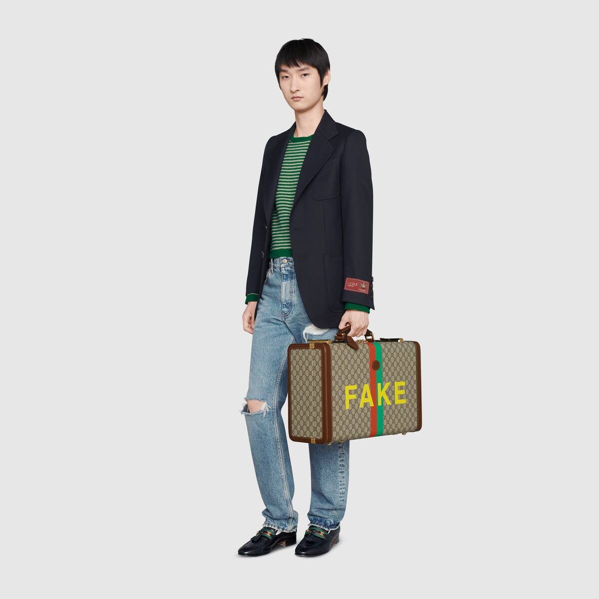 'Fake/Not' print medium suitcase - 5