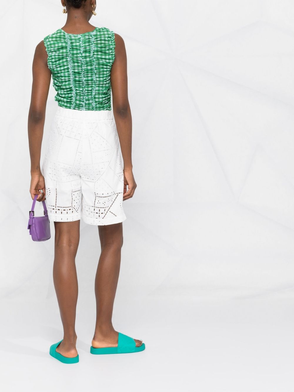 all-over perforated-design shorts - 6