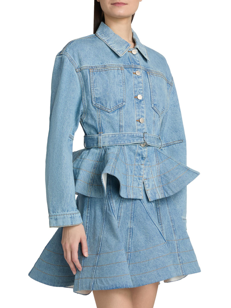 Women's Alex Ruffled Denim Jacket - Sky Blue Denim 4