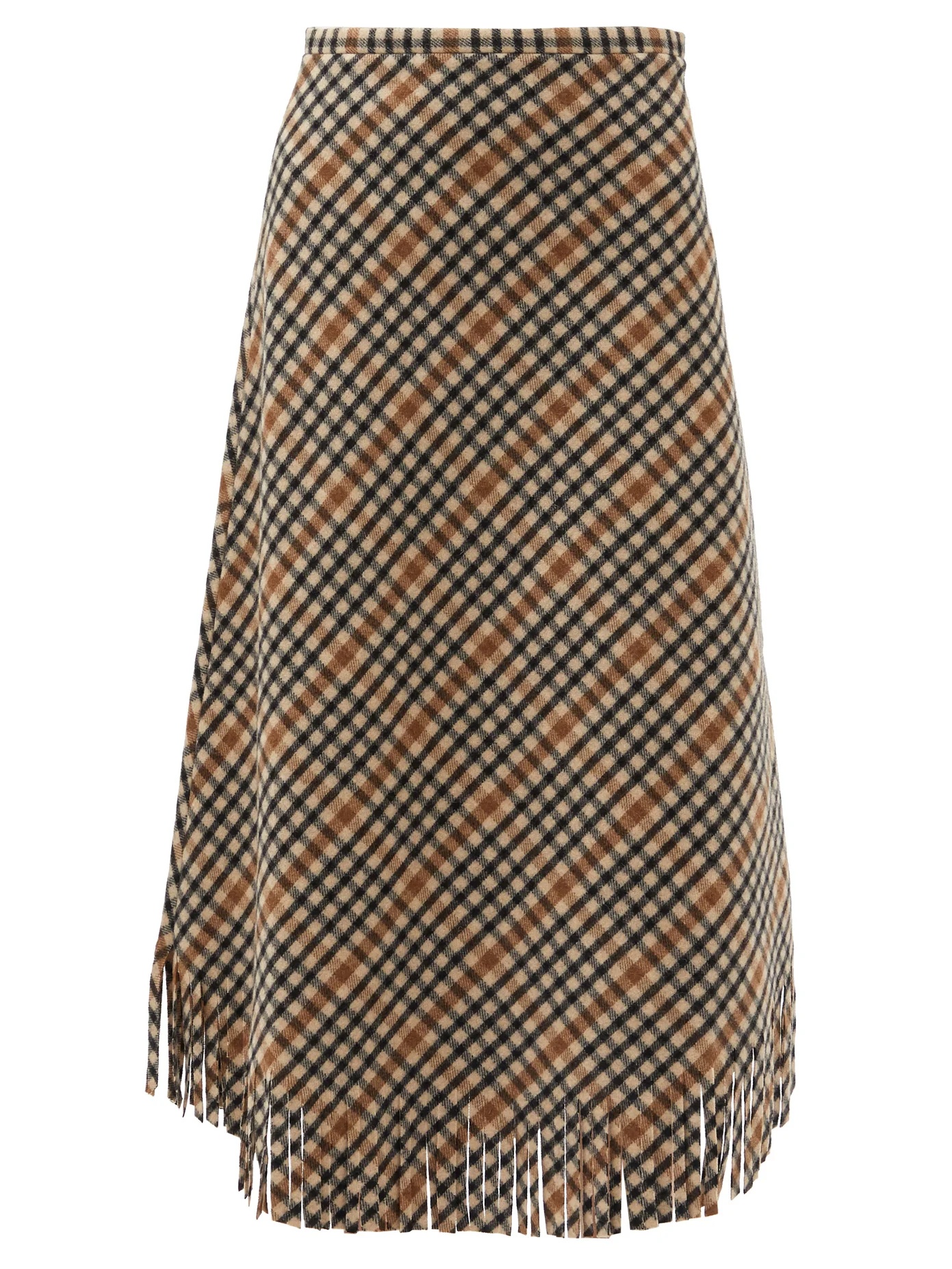 Checked brushed wool-blend skirt - 1