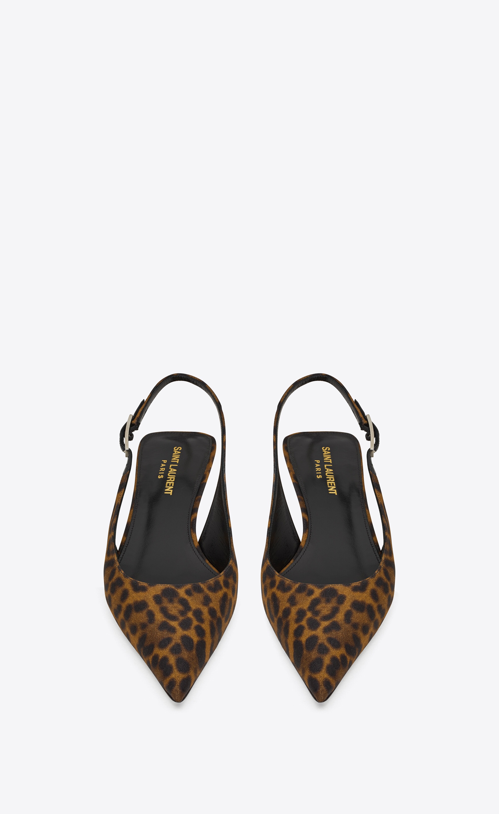 SAINT LAURENT cherish slingback pumps in leopard grosgrain