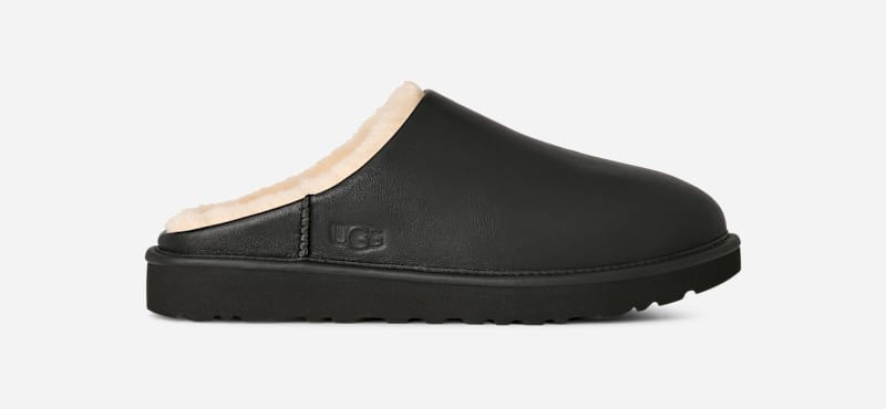 ® Men's Classic Slip-On Noir Sheepskin Slippers in Black 1