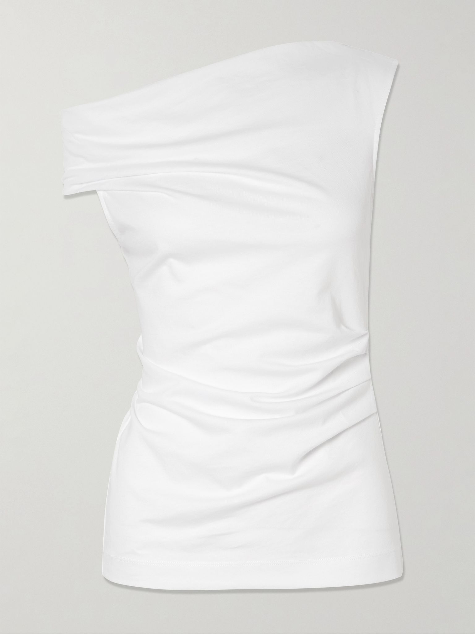 Henray off-the-shoulder draped cotton-jersey top White - 1