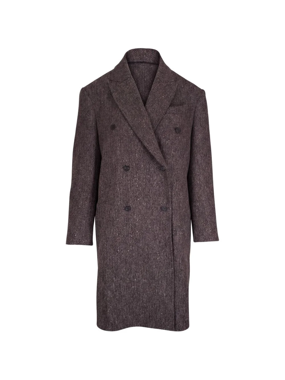 herringbone-pattern double-breasted coat - 1