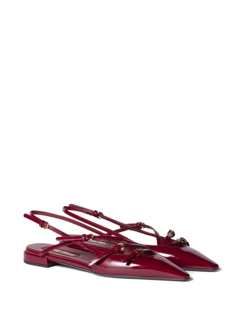 Patent leather slingback ballerinas with buckles - 2