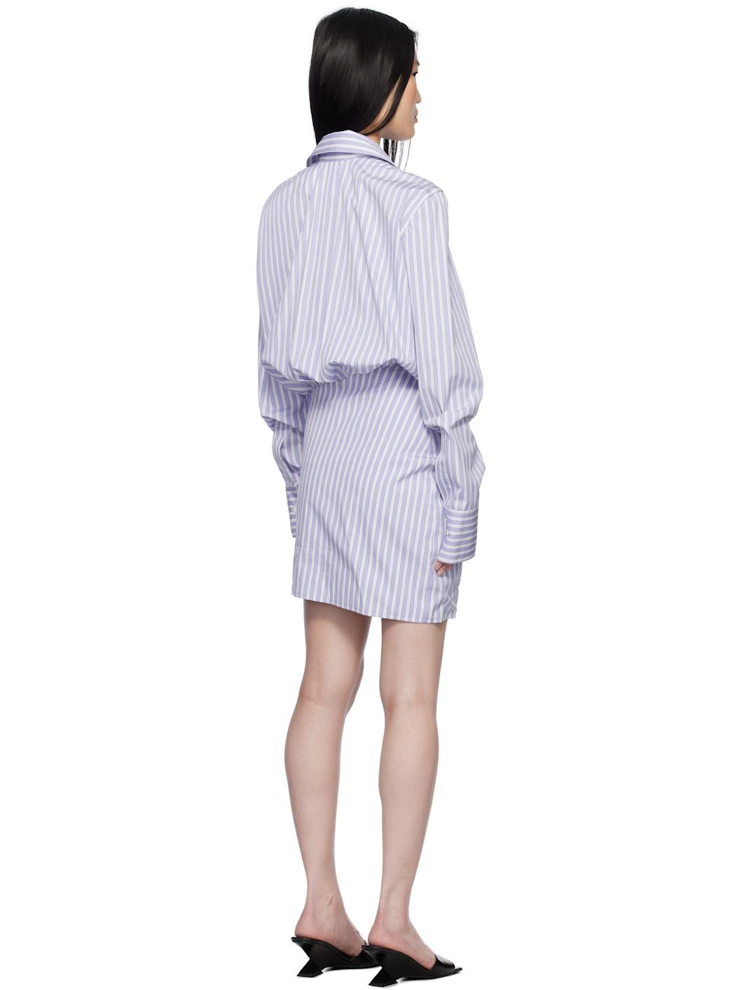 Blue & White Striped Shirt Minidress - 3
