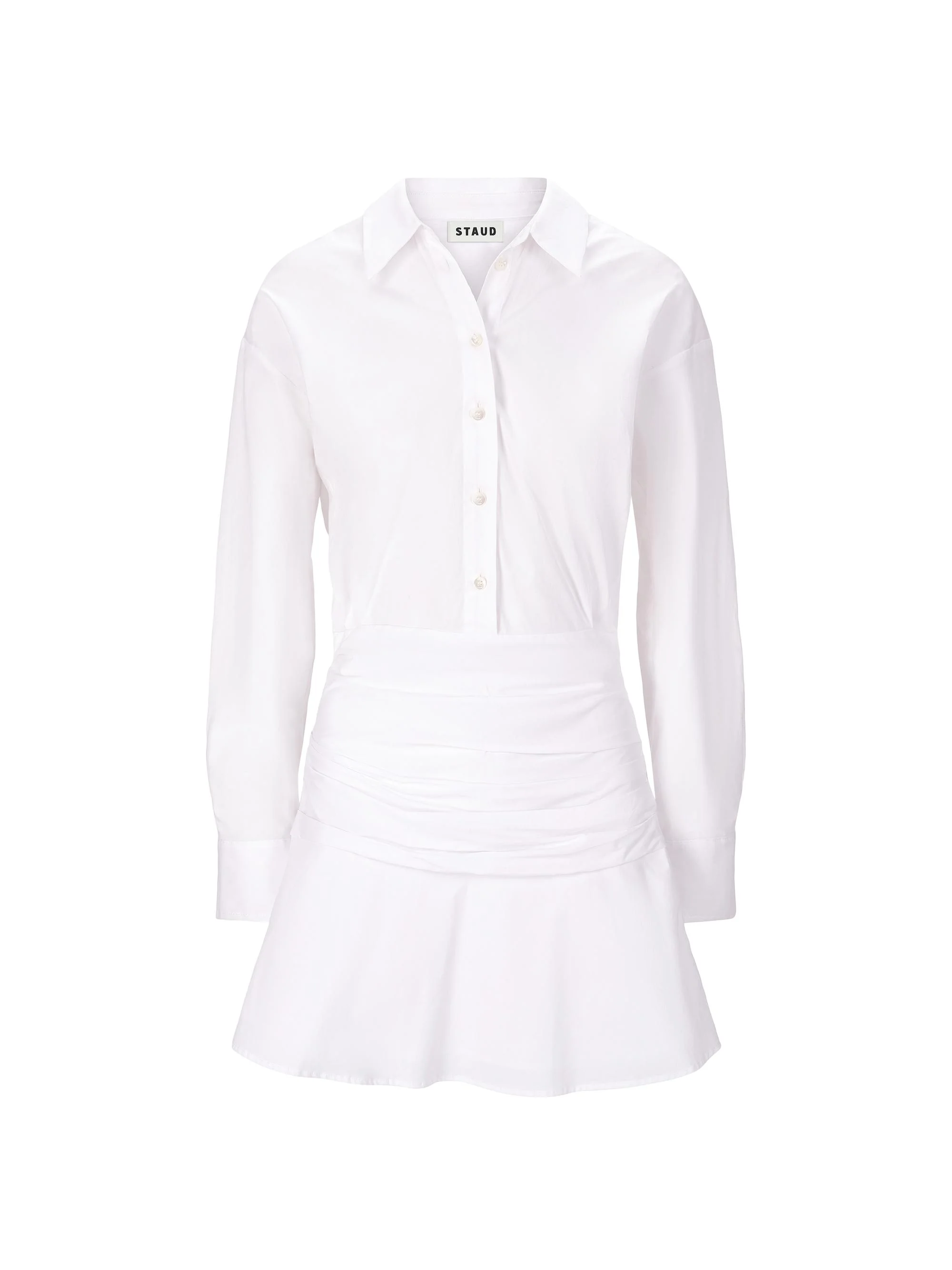 Women's Indya Pleated-Waist Stretch-Cotton Minidress - White - 1