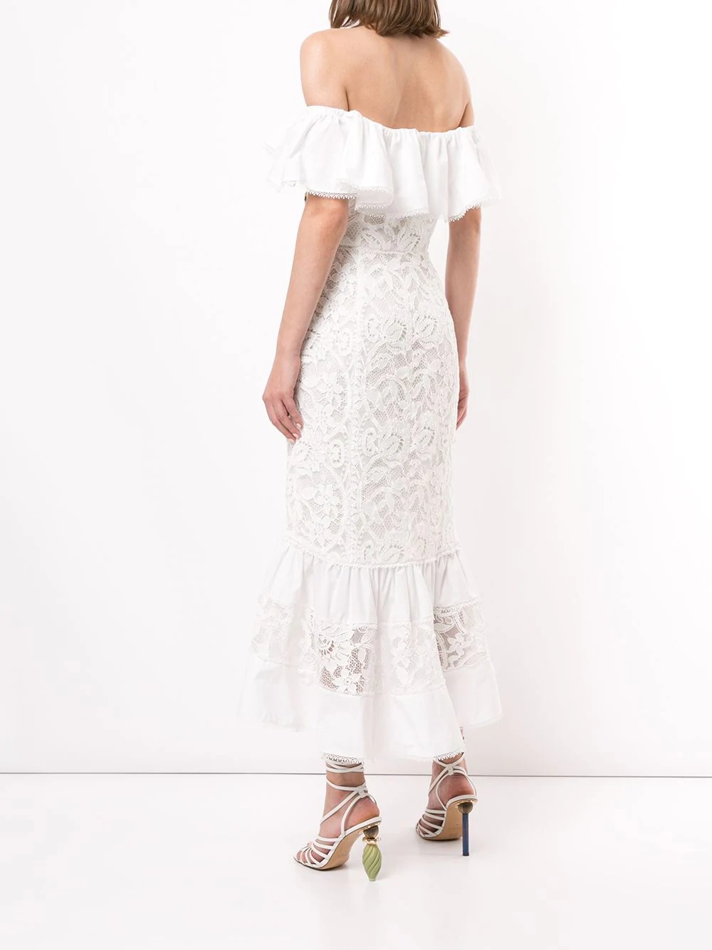 lace embroidered off the shoulder dress - 4