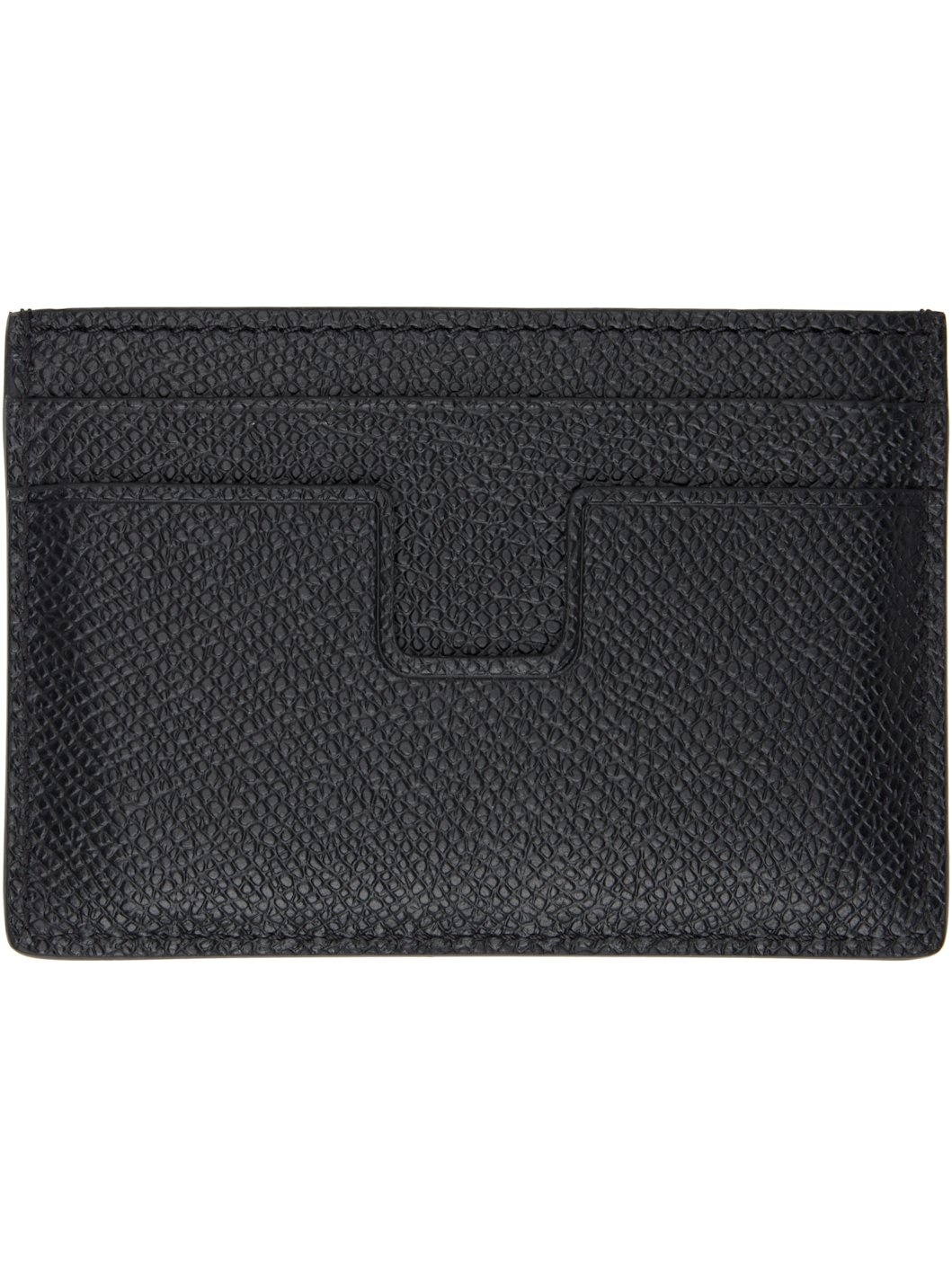 Black Small Grain Leather Classic Card Holder - 2